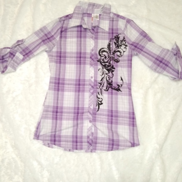 BONGO Tops - NWT BONGO Purple Plaid Button Shirt sz Large
